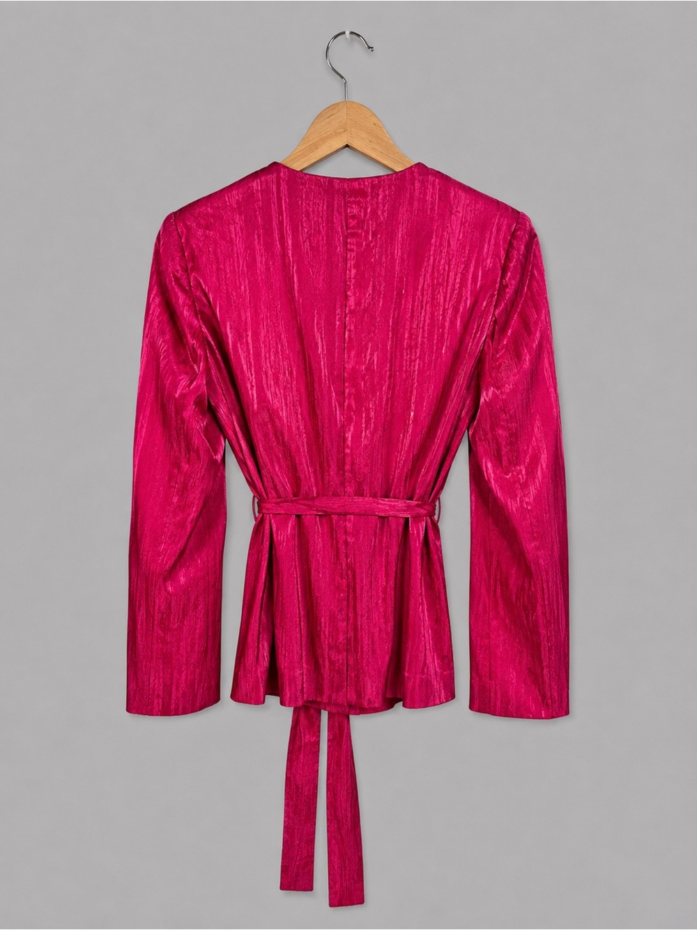 Zara Fuchsia Crinkle Effect Belted Blazer Size Small NWT - Picture 4 of 6
